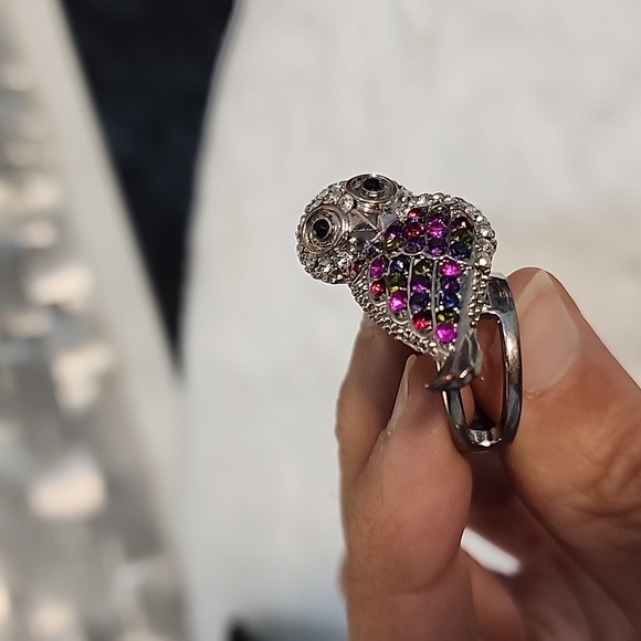 Multi colored Owl Rhinestone Ring - Picture 2 of 4